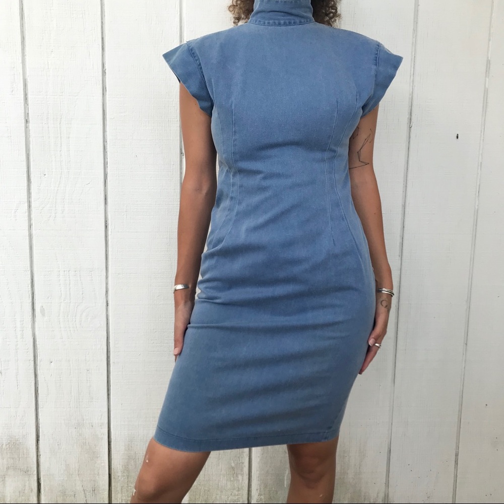 vintage denim dress 70s